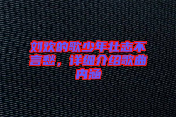 劉歡的歌少年壯志不言愁，詳細(xì)介紹歌曲內(nèi)涵