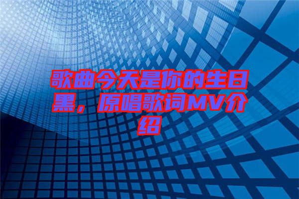 歌曲今天是你的生日黑，原唱歌詞MV介紹