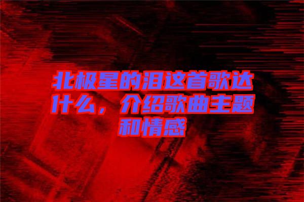 北極星的淚這首歌達(dá)什么，介紹歌曲主題和情感