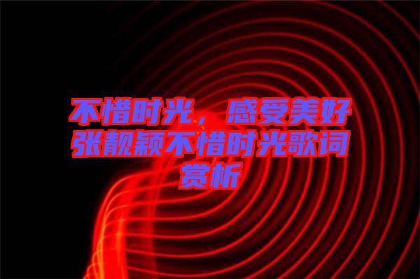 不惜時(shí)光，感受美好張靚穎不惜時(shí)光歌詞賞析