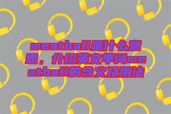 meatball是什么意思，介紹英文單詞meatball的含義及用法
