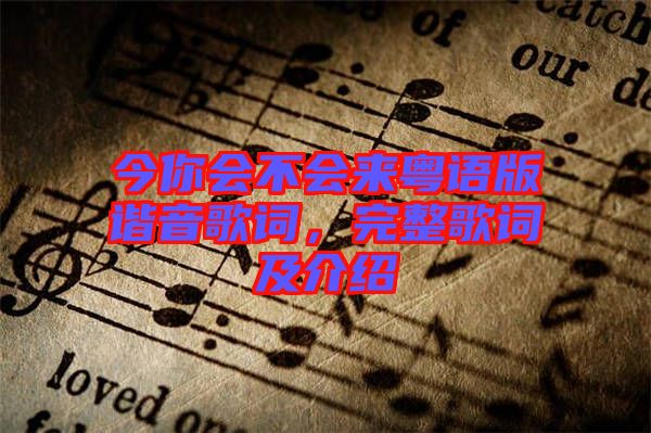 今你會(huì)不會(huì)來粵語版諧音歌詞，完整歌詞及介紹