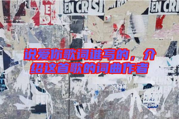 說愛你歌詞誰寫的，介紹這首歌的詞曲作者