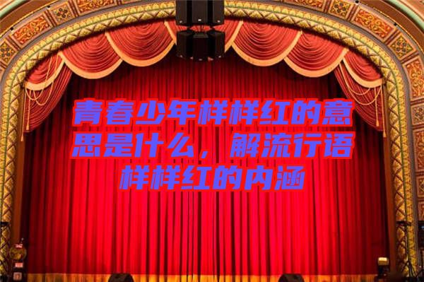 青春少年樣樣紅的意思是什么，解流行語(yǔ)樣樣紅的內(nèi)涵