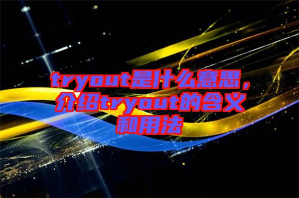 tryout是什么意思，介紹tryout的含義和用法