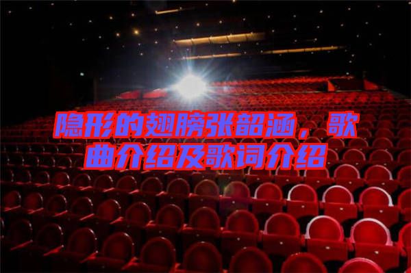 隱形的翅膀張韶涵，歌曲介紹及歌詞介紹
