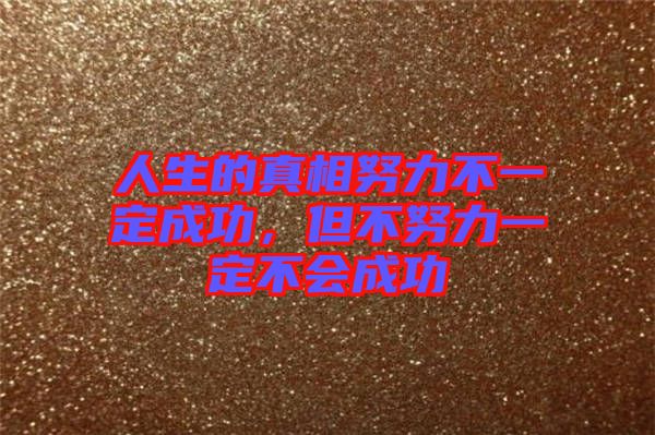 人生的真相努力不一定成功，但不努力一定不會(huì)成功