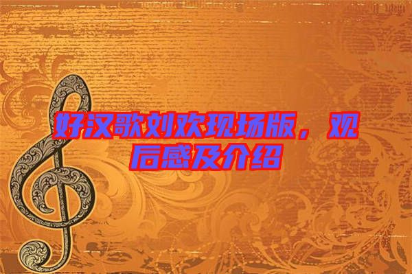 好漢歌劉歡現(xiàn)場(chǎng)版，觀后感及介紹