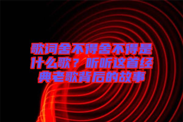 歌詞舍不得舍不得是什么歌？聽聽這首經(jīng)典老歌背后的故事