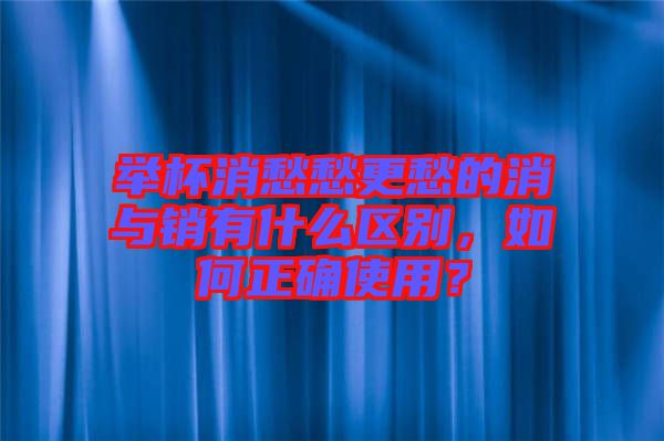 舉杯消愁愁更愁的消與銷有什么區(qū)別，如何正確使用？