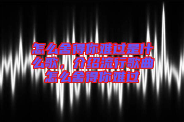 怎么舍得你難過是什么歌，介紹流行歌曲怎么舍得你難過