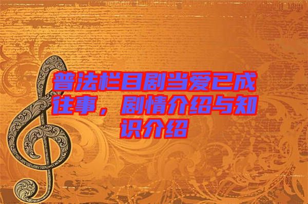 普法欄目劇當愛已成往事，劇情介紹與知識介紹