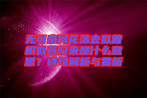無可奈何花落去似曾相似燕歸來是什么意思？詩句解析與賞析