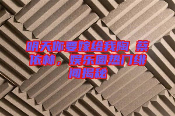 明天你要嫁給我陶喆蔡依林，娛樂圈熱門緋聞揭秘