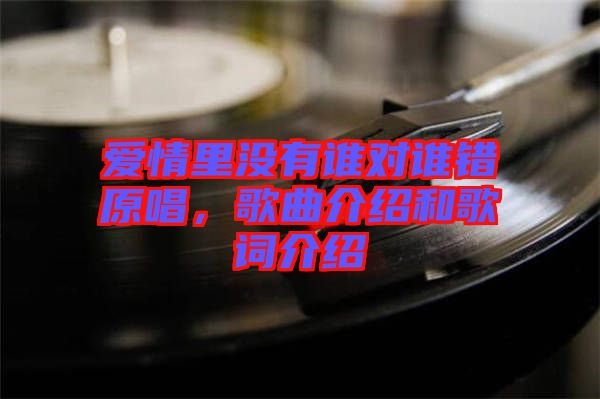 愛情里沒有誰對誰錯原唱，歌曲介紹和歌詞介紹