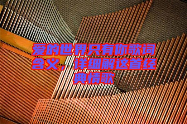 愛的世界只有你歌詞含義，詳細解這首經典情歌