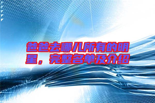 爸爸去哪兒所有的明星，完整名單及介紹