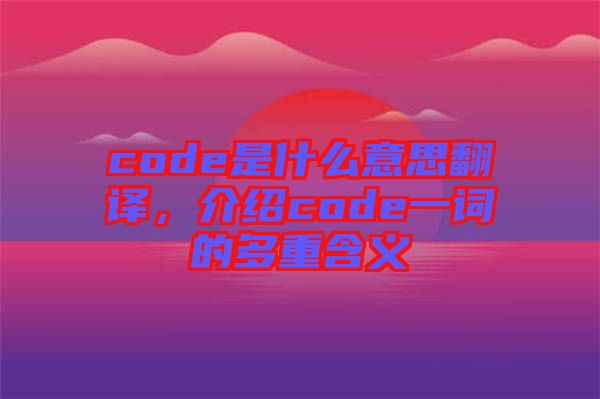 code是什么意思翻譯，介紹code一詞的多重含義