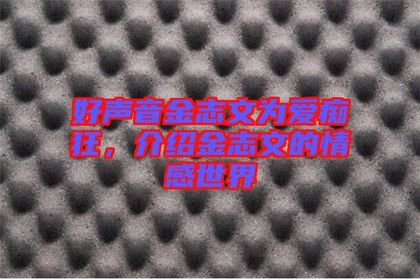 好聲音金志文為愛(ài)癡狂，介紹金志文的情感世界