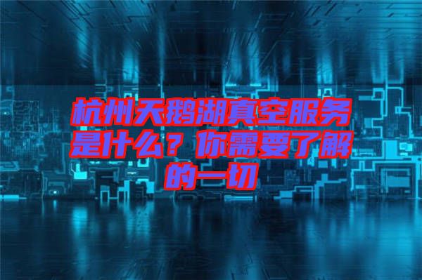 杭州天鵝湖真空服務(wù)是什么？你需要了解的一切