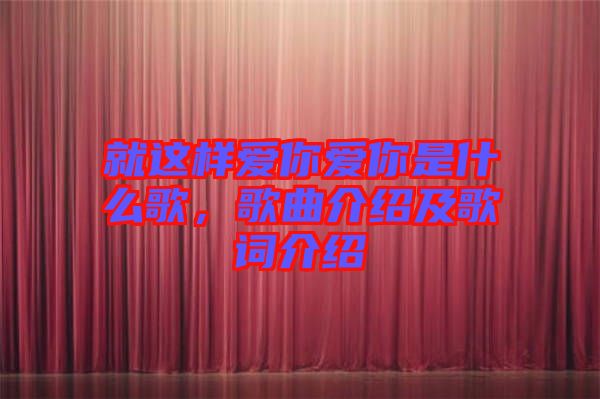 就這樣愛(ài)你愛(ài)你是什么歌，歌曲介紹及歌詞介紹