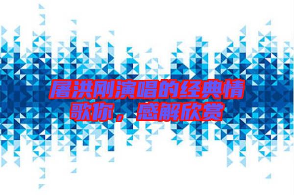 屠洪剛演唱的經(jīng)典情歌你，感解欣賞