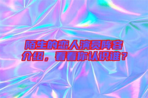陌生的戀人演員陣容介紹，看看你認(rèn)識誰？