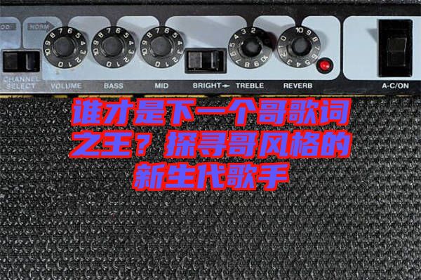 誰才是下一個哥歌詞之王？探尋哥風(fēng)格的新生代歌手