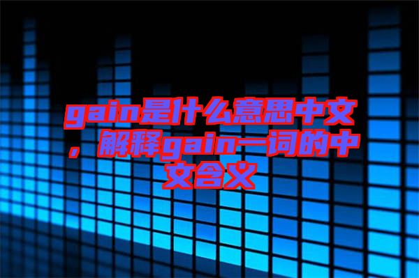 gain是什么意思中文，解釋gain一詞的中文含義