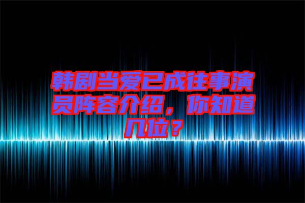 韓劇當愛已成往事演員陣容介紹，你知道幾位？