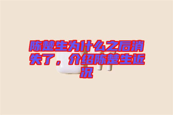 陳楚生為什么之后消失了，介紹陳楚生近況