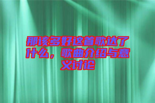 那該多好這首歌達(dá)了什么，歌曲介紹與意義討論