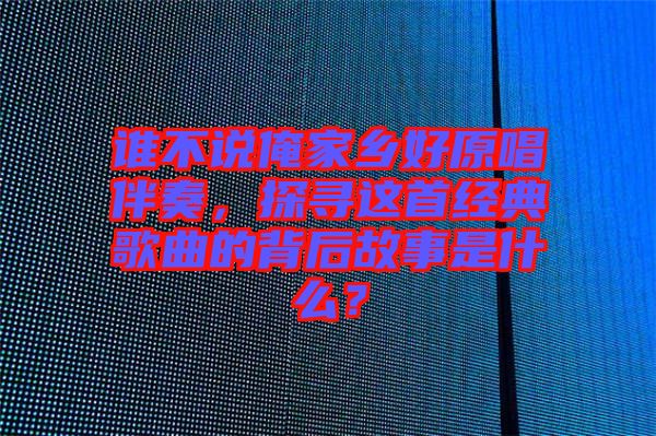 誰不說俺家鄉(xiāng)好原唱伴奏，探尋這首經(jīng)典歌曲的背后故事是什么？