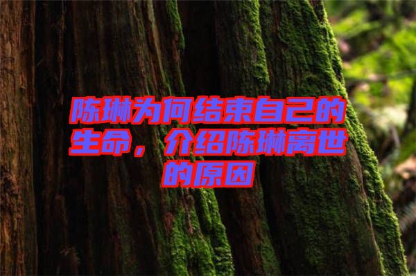 陳琳為何結(jié)束自己的生命，介紹陳琳離世的原因