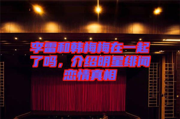 李雷和韓梅梅在一起了嗎，介紹明星緋聞戀情真相
