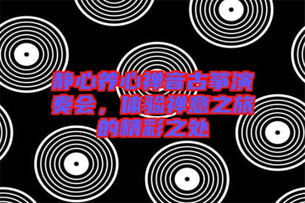 靜心養(yǎng)心禪音古箏演奏會(huì)，體驗(yàn)禪意之旅的精彩之處