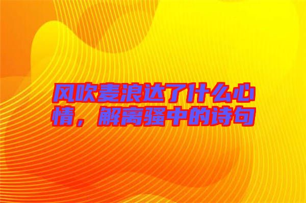 風(fēng)吹麥浪達(dá)了什么心情，解離騷中的詩句