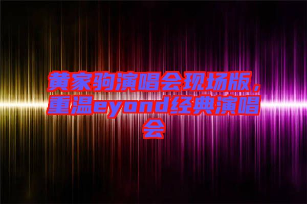 黃家駒演唱會(huì)現(xiàn)場(chǎng)版，重溫eyond經(jīng)典演唱會(huì)