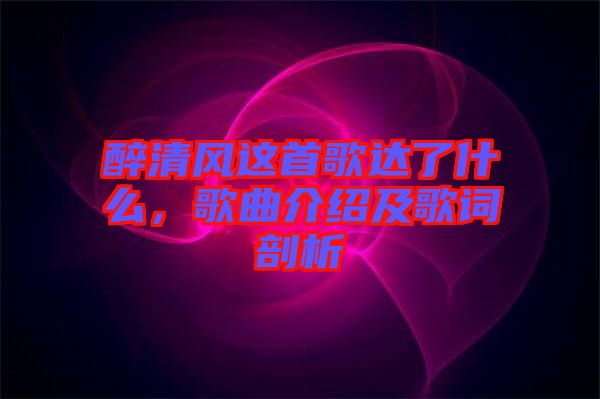 醉清風(fēng)這首歌達(dá)了什么，歌曲介紹及歌詞剖析
