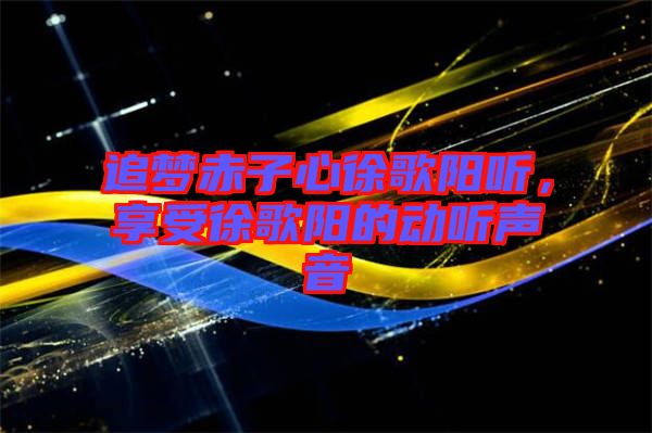 追夢赤子心徐歌陽聽，享受徐歌陽的動聽聲音
