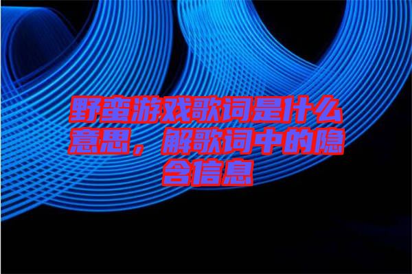 野蠻游戲歌詞是什么意思，解歌詞中的隱含信息